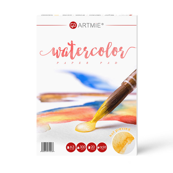 ARTMIE Aquarellblock Hot Press, 20 Blatt | verschiedene Formate