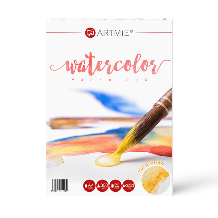 ARTMIE Aquarellblock Hot Press, 20 Blatt | verschiedene Formate | A4