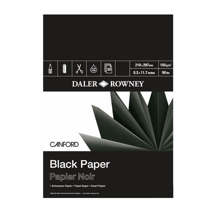 Daler-Rowney Canford Zeichenblock in Schwarz | verschiedene Formate | ARTMIE