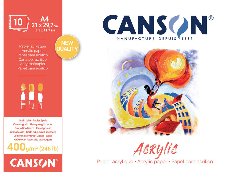 Canson Acrylblock CP Natural White 400 g/m² - 10 Blatt, 24 x 33 cm