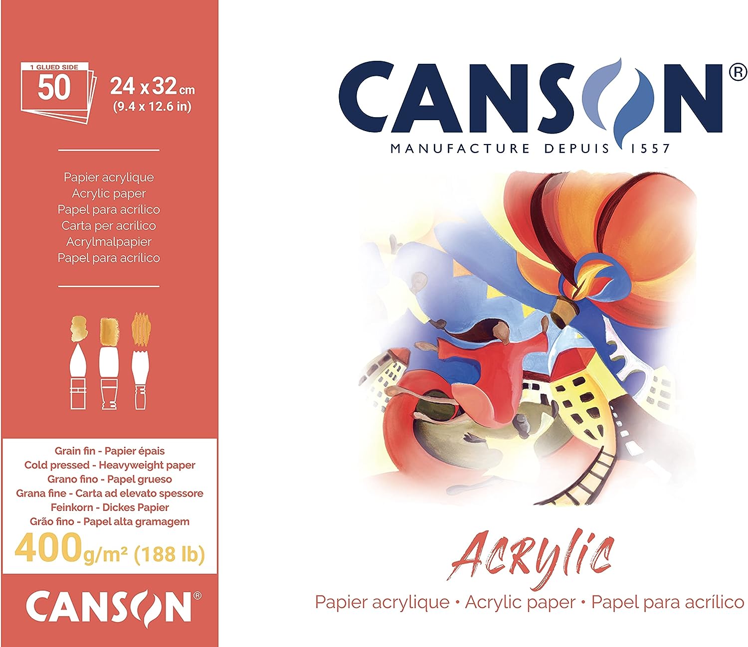 Canson Acrylblock CP Natural White 400 g/m² - 50 Blatt, 24 x 32 cm