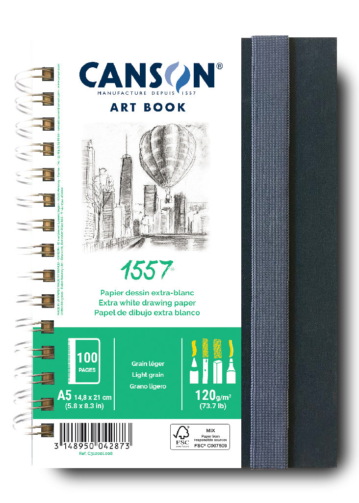 Canson Art Book 1557 Skizzenbuch im Hardcover – A5, 120 g, 50 Blatt