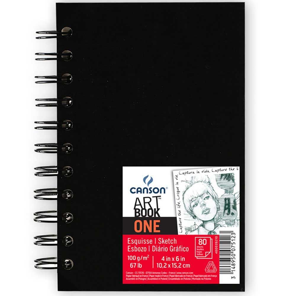 Canson Art Book One Skizzenbuch 100 g/m², 80 Blatt, 10,2 x 15,2 cm mit Spiralbindung