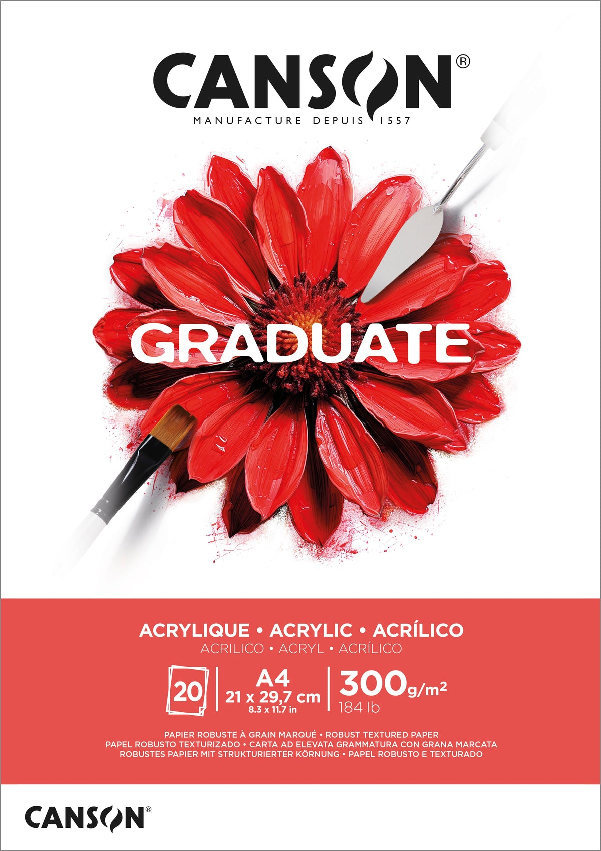 Canson Graduate Acrylblock 300 g 20 Blatt A4 geleimt