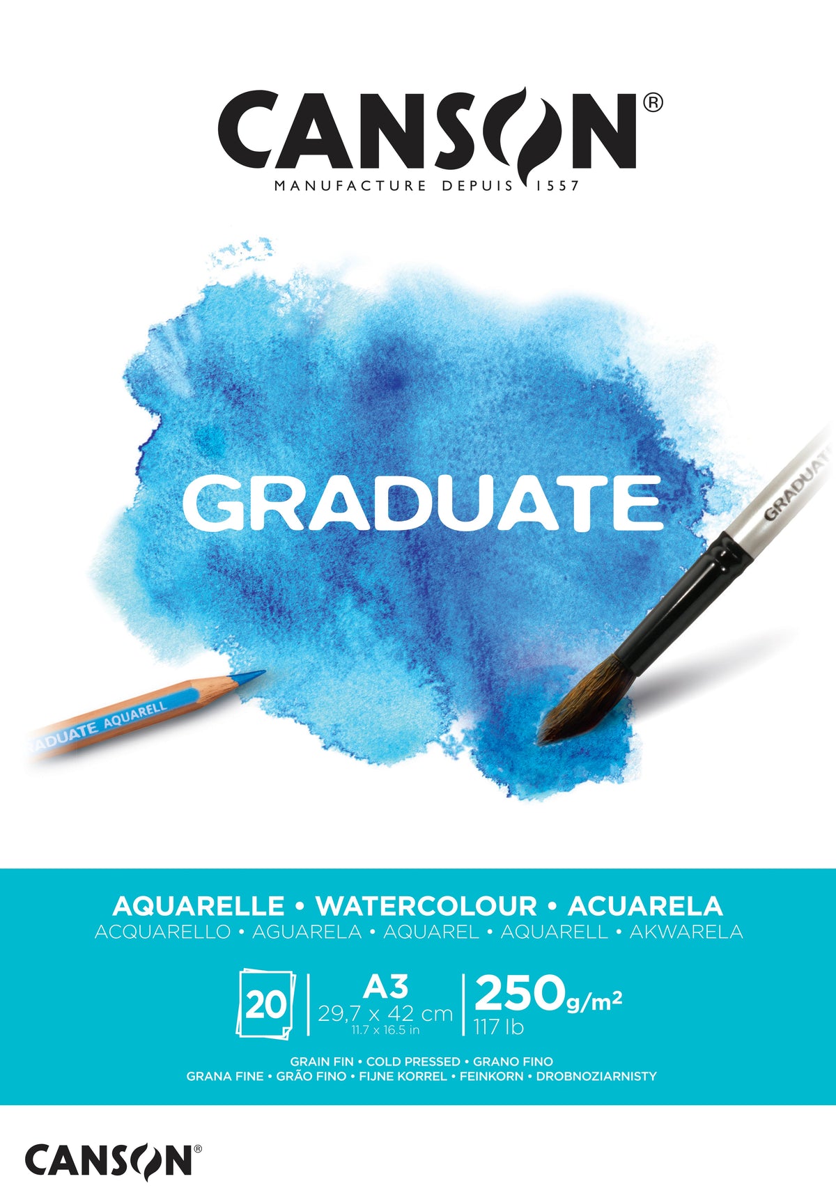 Canson Graduate Aquarellblock CP 250 g/m² 20 Blatt A3 geleimt