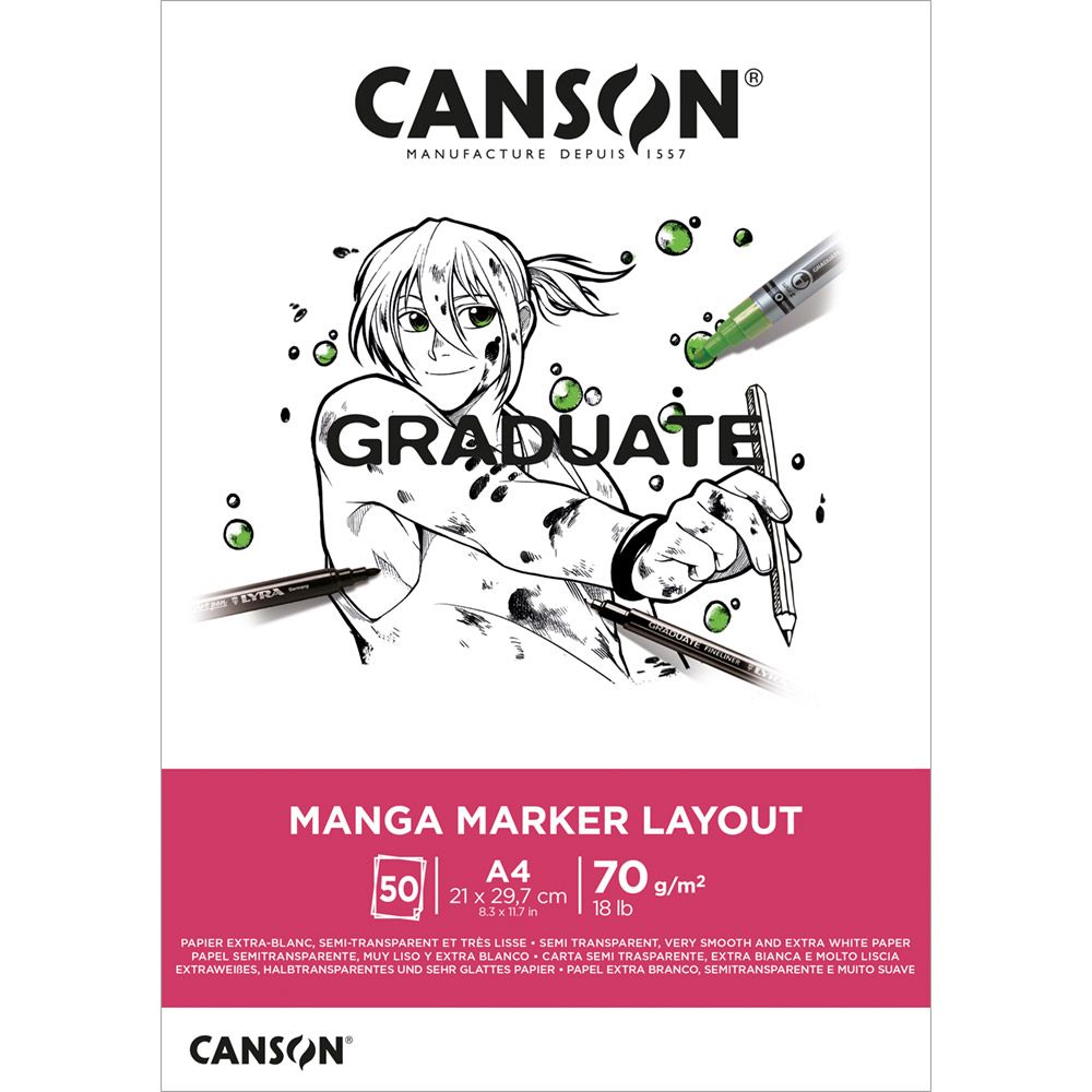 Canson Graduate Manga Block 200 g/m² - 30 Blatt, A4, geleimt