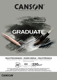Canson Graduate Mix Media Block Grey 220 g/m² - 30 Blatt, A4, geleimt