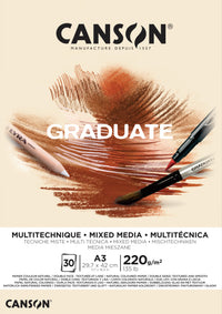 Canson Graduate Mix Media Block Natural 220 g 30 Blatt A3 geleimt