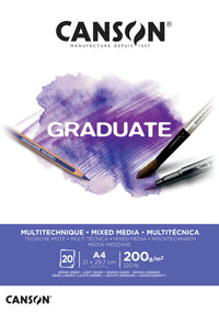 Canson Graduate Mix Media Block weiß 200 g/m² - 20 Blatt, A4 kopfgeleimt