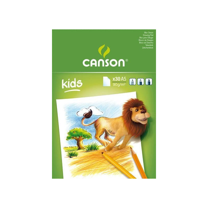 CANSON Kids Skizzenblock 90 g/m² – 30 Blatt, A5 – A4
