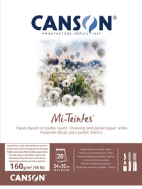 Canson Mi-Teintes Kopfgeleimter Block 160 g/m² 20 Blatt 24 x 32 cm White