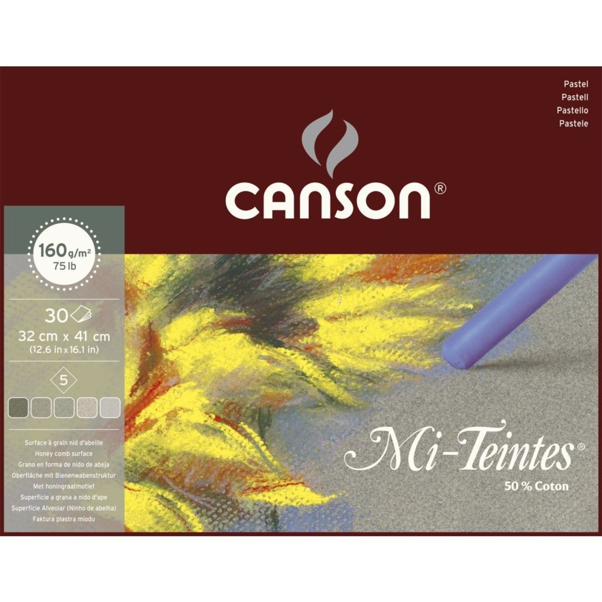Canson Mi-Teintes geklebter Pastelblock 160 g/m² 30 Blatt 32 x 41 cm Grey
