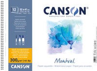 CANSON Montval Aquarellblock CP 300 g/m² 12 Blatt 32 x 41 cm Spiralbindung
