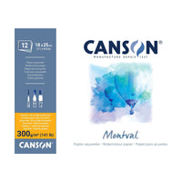 CANSON Montval Aquarellblock CP 300 g/m² - 12 Blatt, 18 x 25 cm