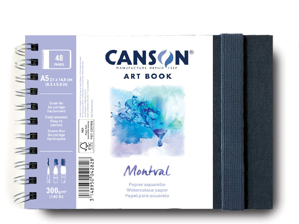CANSON Montval Aquarellblock CP 300 g/m² 48 Blatt A5 Festeinband