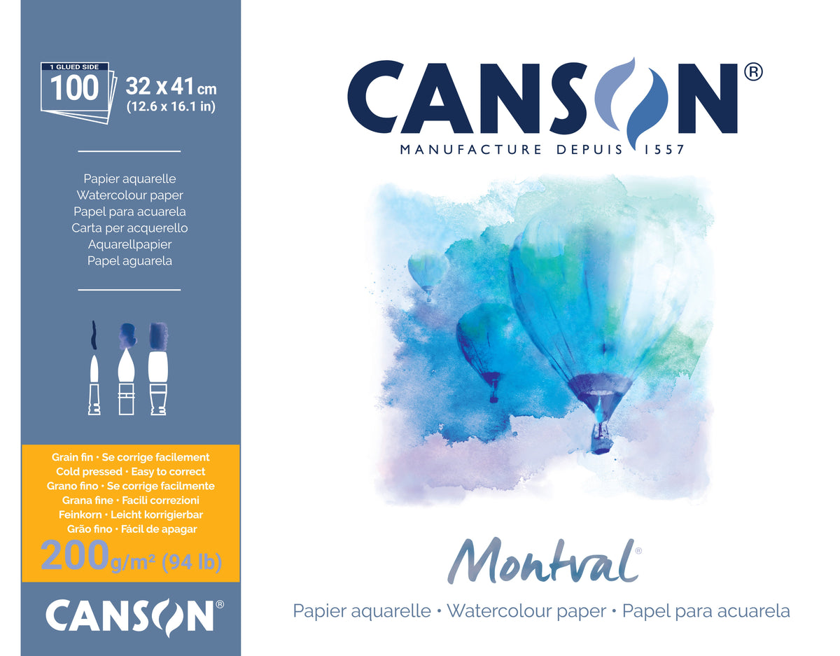 CANSON Montval Aquarellblock feinkorn 200 g/m² - 100 Blatt, 32 x 41 cm