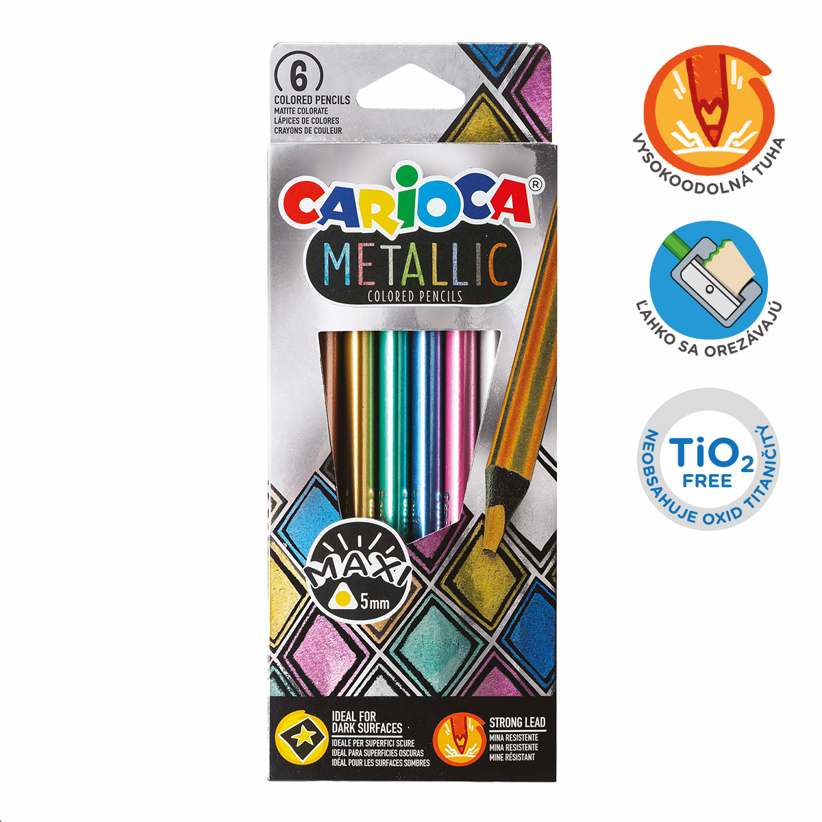 Carioca Dreikant-Buntstifte Metallic, 6 Stk.