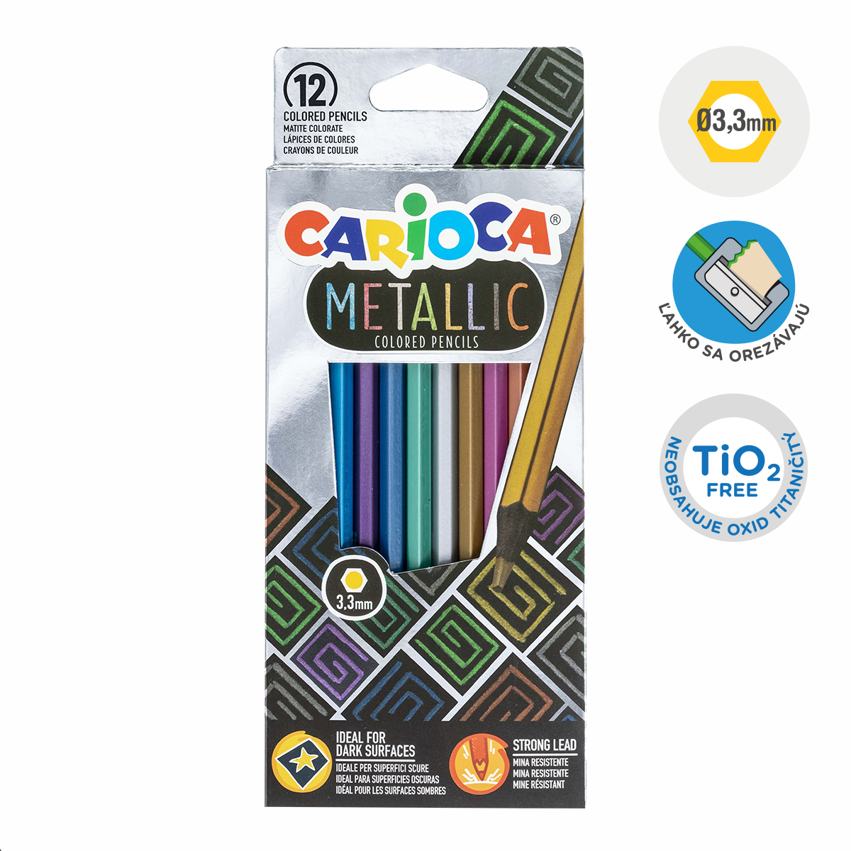 Carioca Sechskant-Buntstifte Metallic, 12er-Set