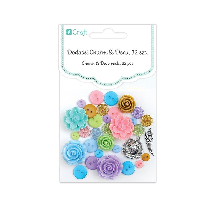 Charm & Deco So Pastel Deko-Set mit 32 Teilen für Scrapbooking und Bastelprojekte | ARTMIE