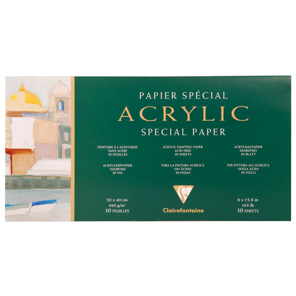 Clairefontaine Acrylmalblock 360 g/m² – 10 Blatt, 20 x 40 cm rundum geleimt