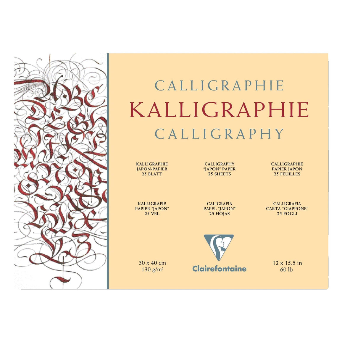 CLAIREFONTAINE Kalligraphie-Block Ivory 130 g 25 Blatt - 24 x 30 cm