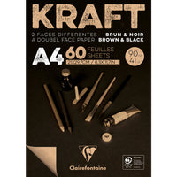 Clairefontaine Kraftpapier-Block geleimt – 90 g 60 Blatt A4 Braun und Schwarz