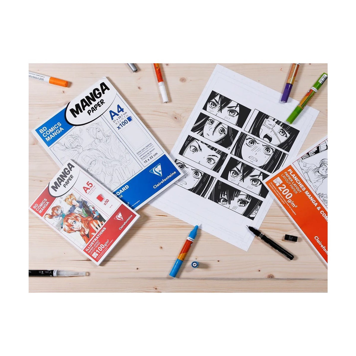 CLAIREFONTAINE Manga Layout Block 100 g/m² A5 – A3 - 50 Blatt