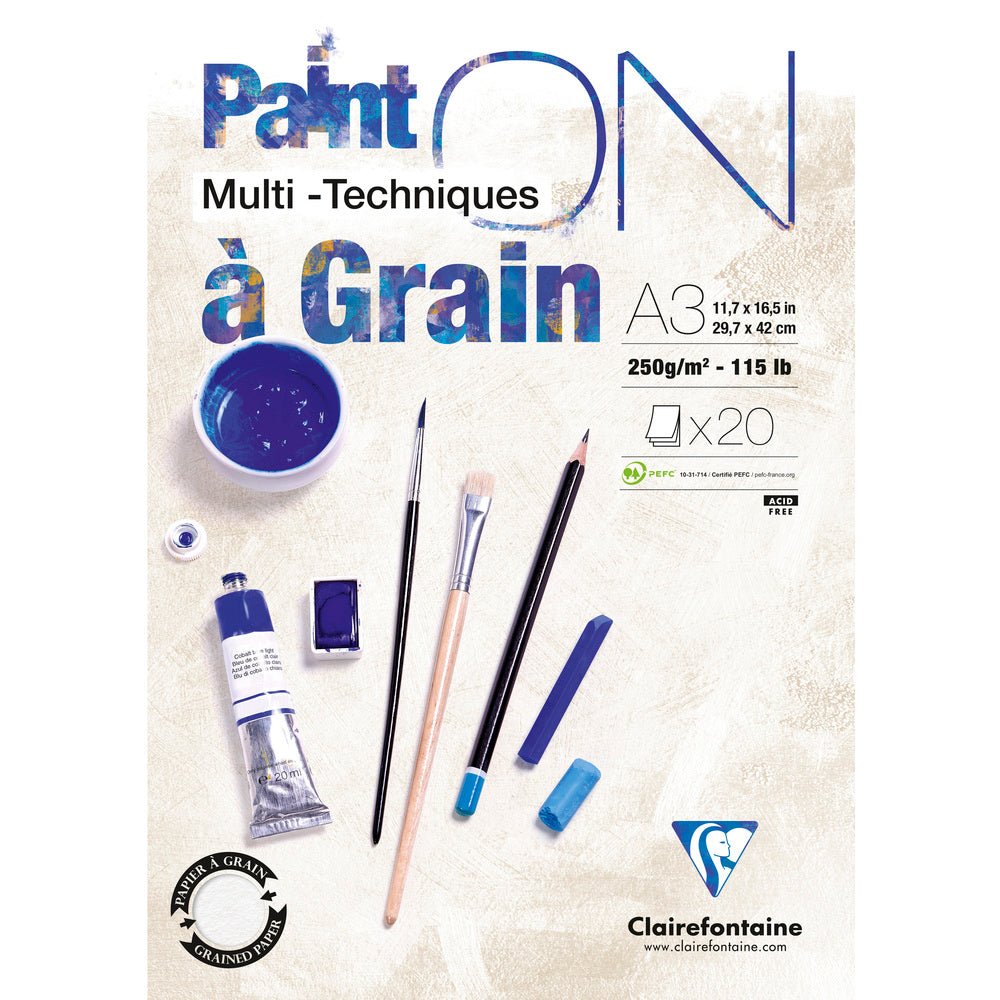 CLAIREFONTAINE Paint'On a grain Mixed Media Block 250 g/m² – 20 Blatt