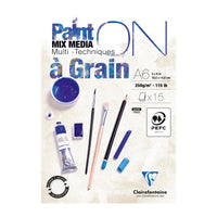 CLAIREFONTAINE Paint'On a grain Mixed-Media-Block 250 g/m² A6 - 15 Blatt