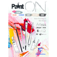 Clairefontaine Paint'On Mix Media Block Nr. 6 250 g 24 Blatt kopfgeleimt verschiedene Farben