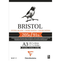 CLAIREFONTAINE Zeichenblock Bristol 205 g/m² – 20 Blatt, A4 – A3