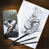 Colorino Artist Zeichenset mit Graphitstiften und Zeichenkohle im Metalletui