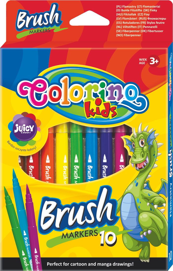 Colorino Brush Pinselstifte mit langer Pinselspitze – 10 Farben