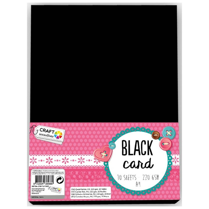 Schwarzer Craft Sensations Kreativkarton A4 für Scrapbooking und Bastelarbeiten | ARTMIE