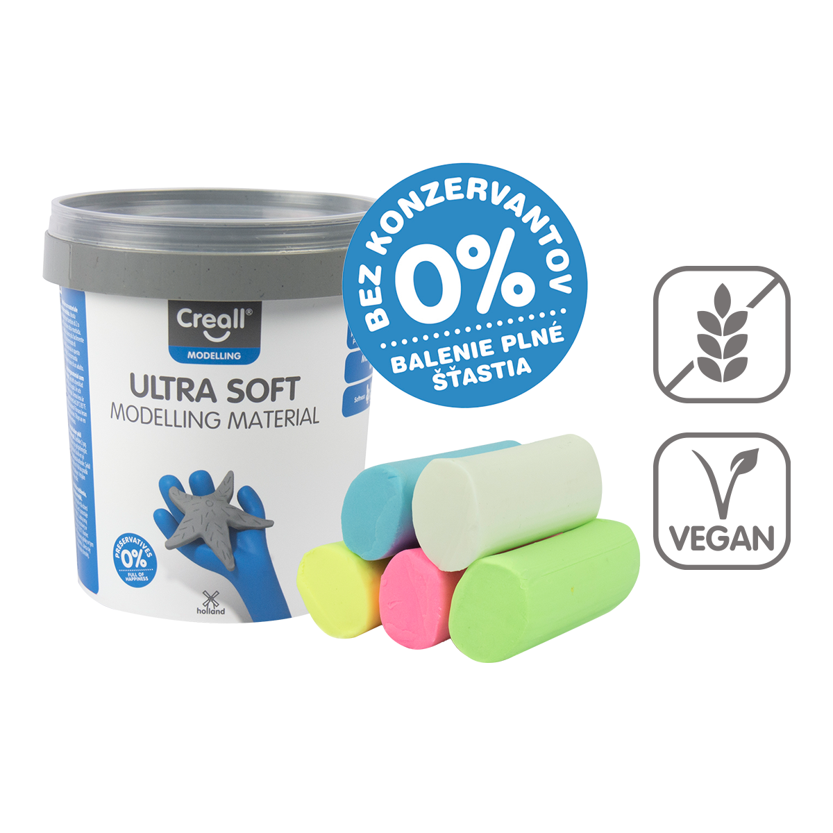 Creall Knete Ultra soft, 5 g, Dose, Farbmix – × 60 Pastell