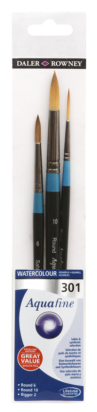 DALER ROWNEY Aquafine 301 Pinselset für Aquarell und Gouache - 3 Stk.