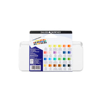 DALER ROWNEY Aquafine Aquarellfarben Reiseset 24 halbe Näpfchen mit Pinsel