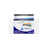 DALER ROWNEY Aquafine Aquarellfarben Reiseset 24 halbe Näpfchen mit Pinsel