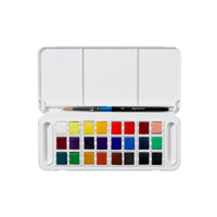 DALER ROWNEY Aquafine Aquarellfarben Reiseset 24 halbe Näpfchen mit Pinsel