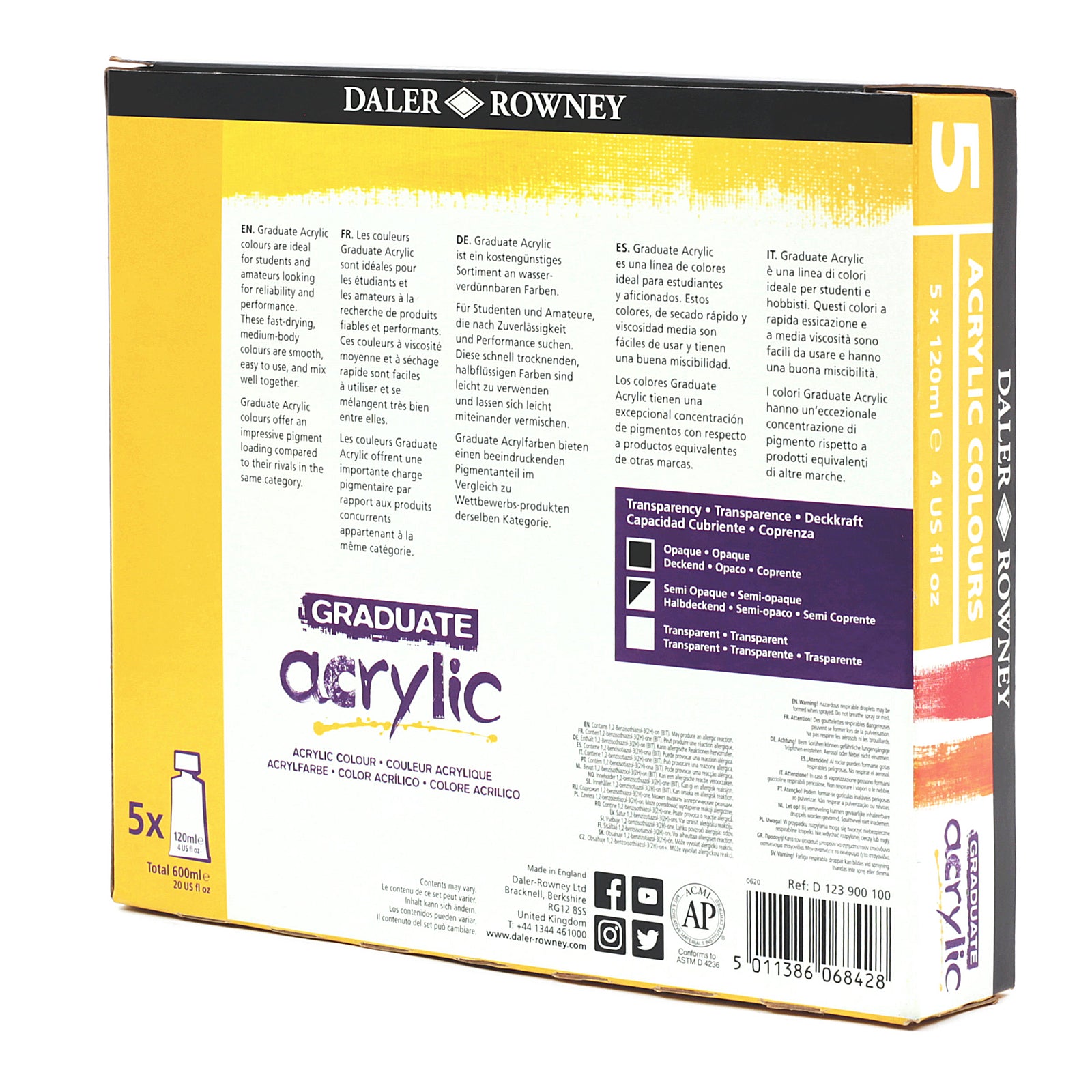 DALER ROWNEY Graduate Acrylfarben-Set 5 x 120 ml