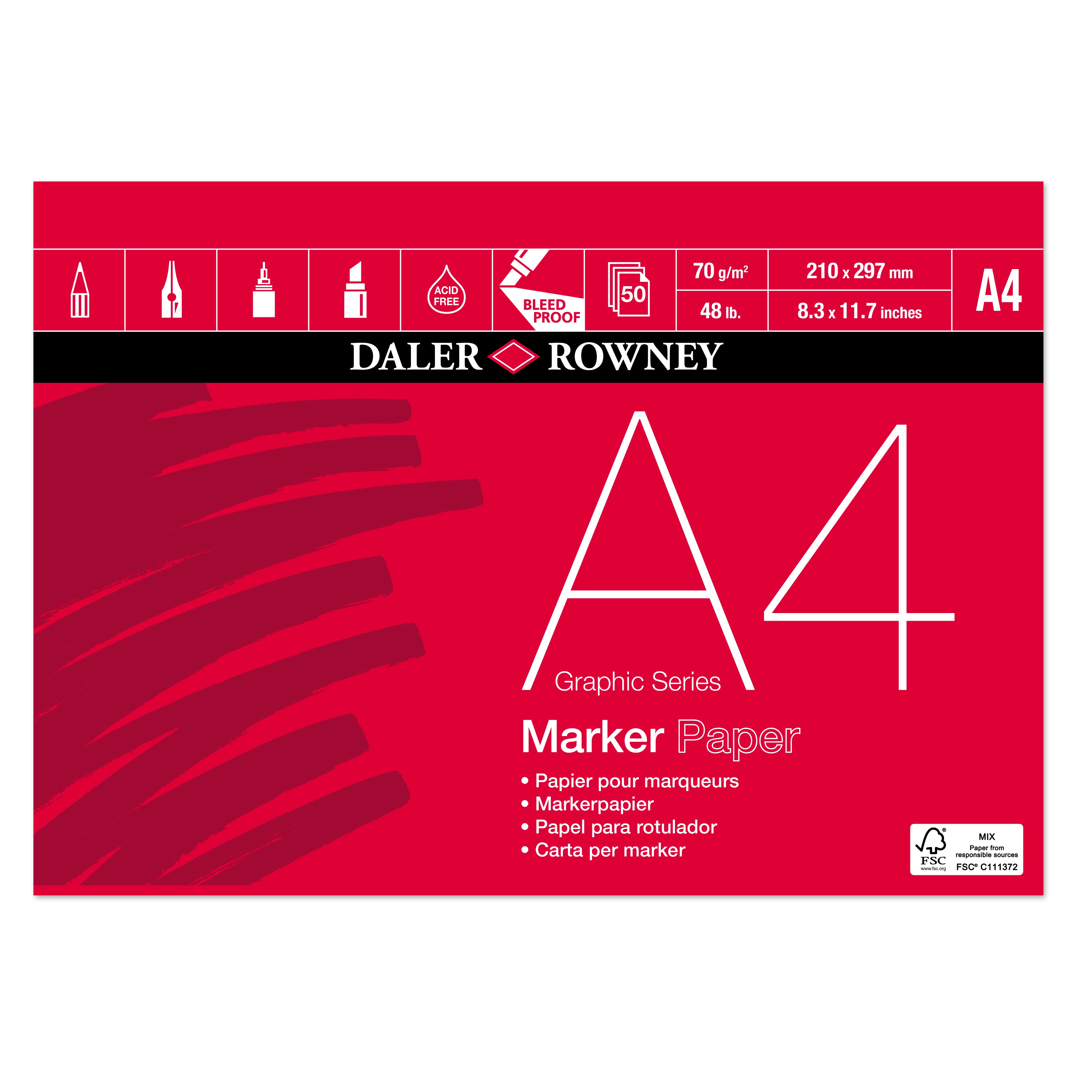 DALER ROWNEY Marker Graphic Markerblock A4 70g 50 Blatt