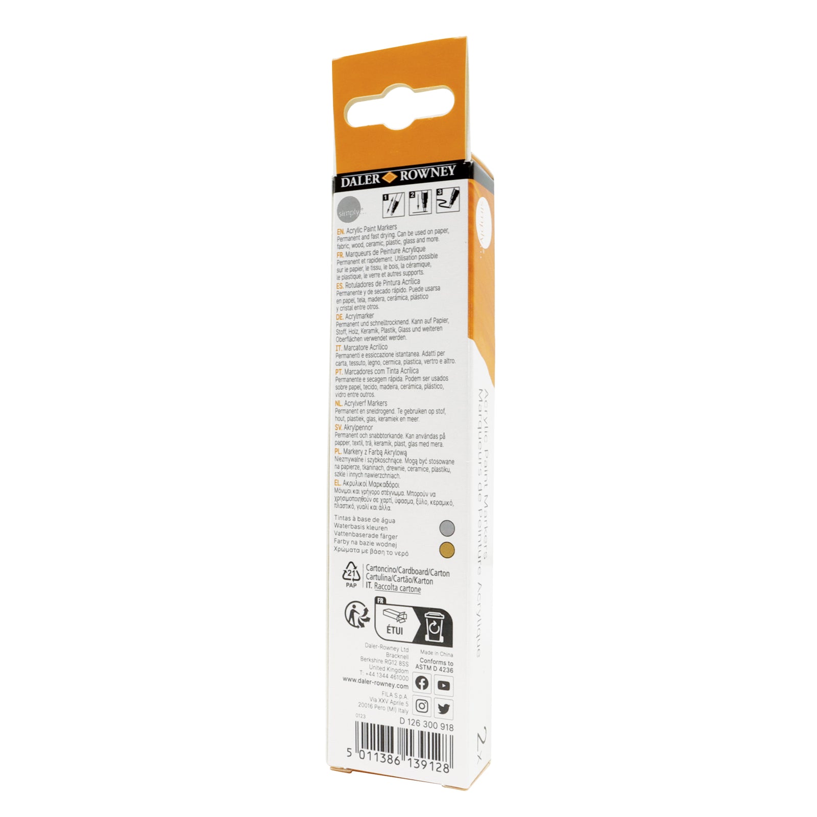 DALER ROWNEY Simply Acrylmarker-Set Gold und Silber 2 Stk.