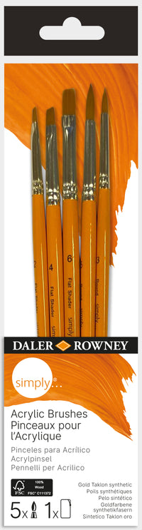 DALER ROWNEY Simply Acrylpinsel-Set 5-tlg. (2x Round, 3x Flat Shader)
