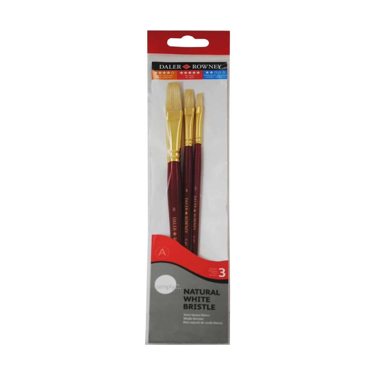 DALER ROWNEY Simply Ölmalpinsel-Set – Borstenpinsel, 3 Stk., Größe 1