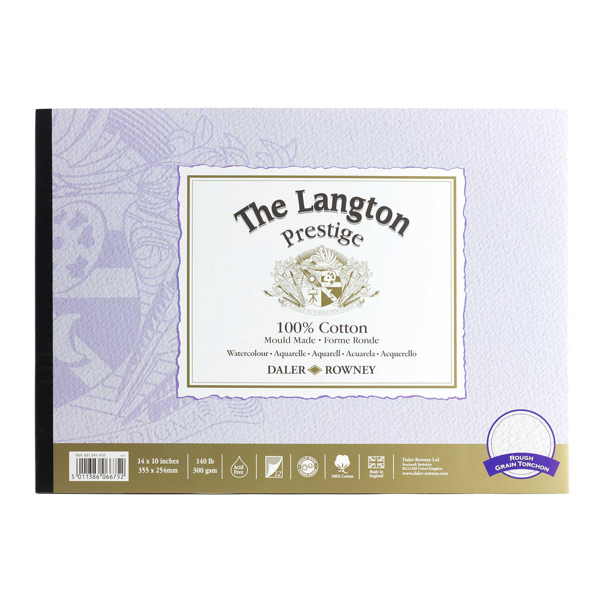 DALER ROWNEY The Langton Prestige Aquarellblock CP Natural White 300 g 12 Blatt 25,4 x 35,6 cm – R Natural White 300 g - 12 listov - 25,4 x 35,6 cm