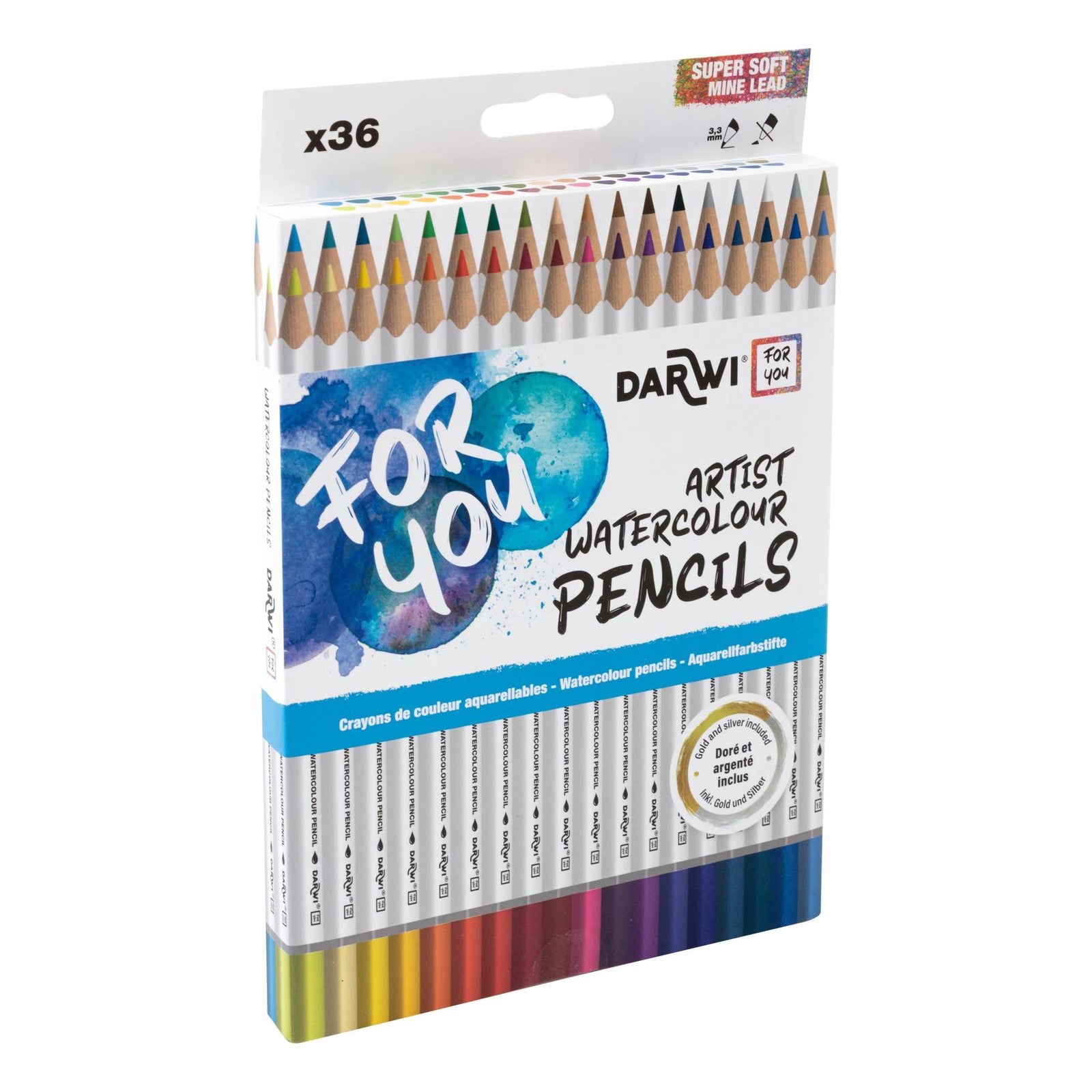 DARWI Aquarellbuntstifte-Set – 36 Stk.