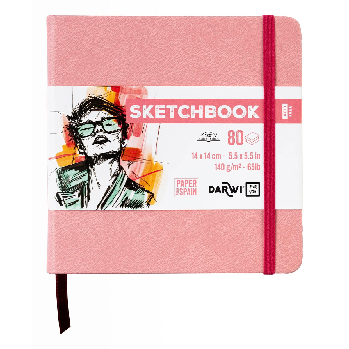 DARWI Skizzenbuch Soft Pink 14 x 14 cm 140 g 80 Blatt
