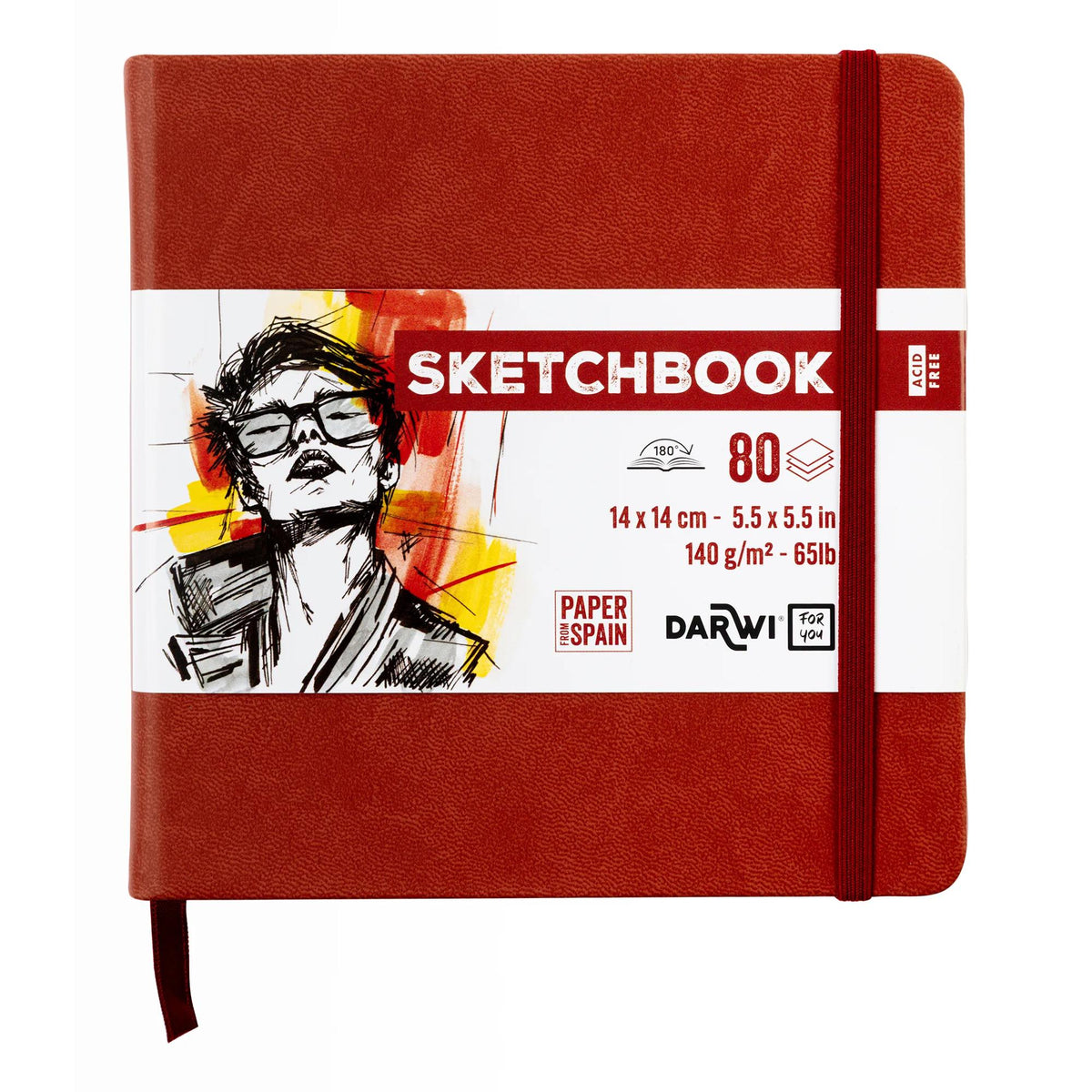 DARWI Skizzenbuch Terracotta 14 x 14 cm, 140 g/m², 80 Blatt