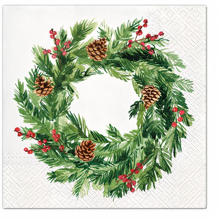 Decoupage-Serviette mit weihnachtlichem Zapfen-Motiv für Adventskranz | ARTMIE