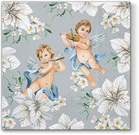 Decoupage-Serviette mit Engel- und Blumenmotiv | ARTMIE